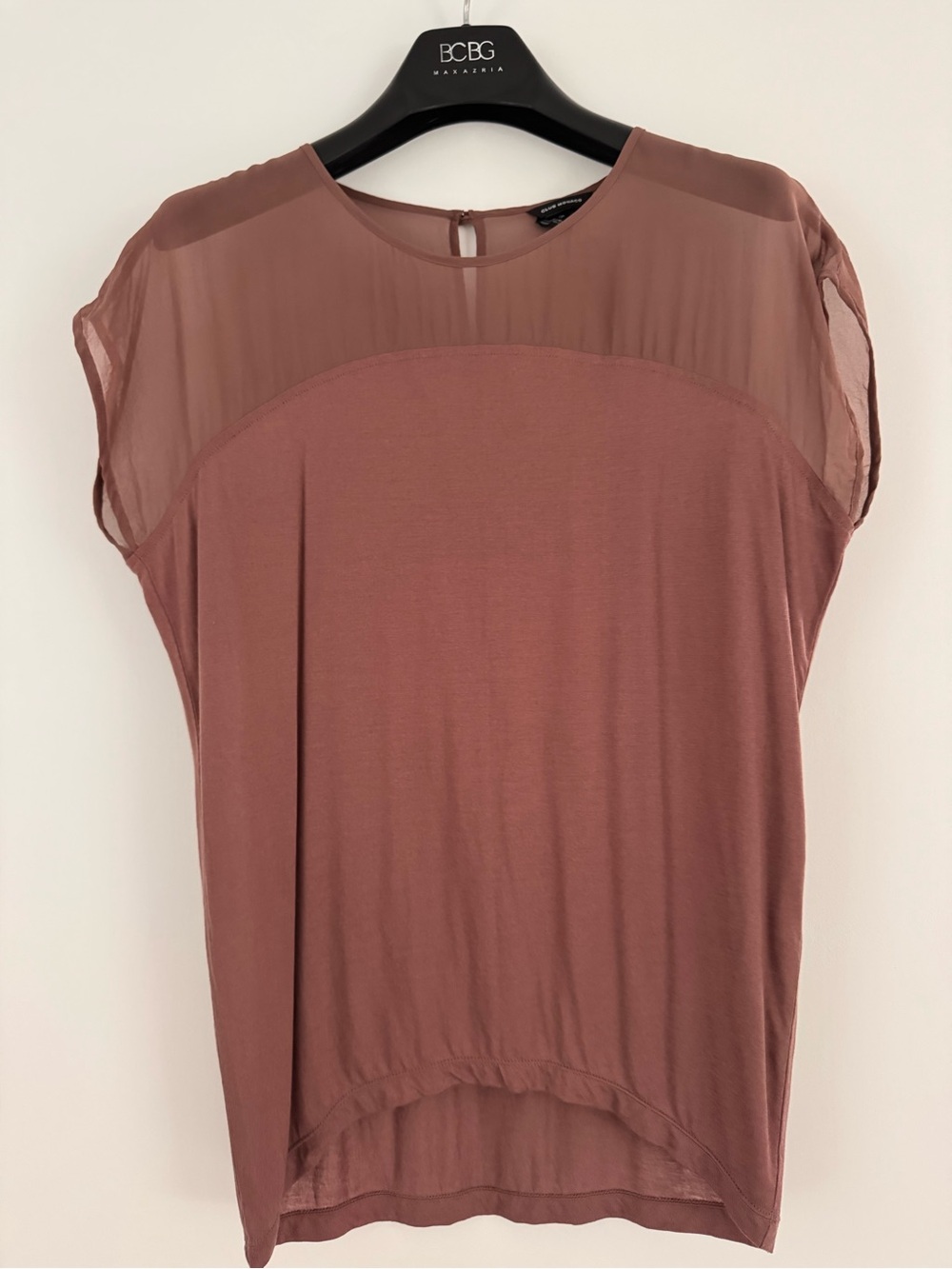 Club Monaco Mauve Sheer Cap-Sleeve Top